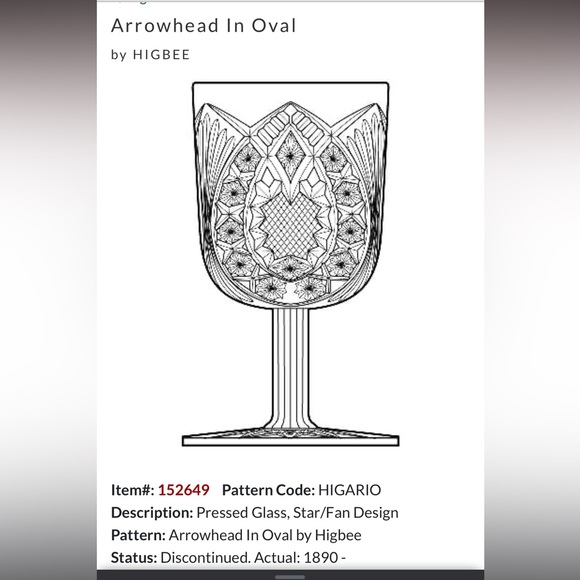 Vintage ArrowHead in Oval Water Goblet By Higbee - Picture 13 of 13